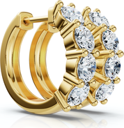 Bliss Diamond 2Ct Diamond Hoops Small 14k or Gold Lab Grown 5/8" Tall