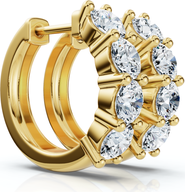 Bliss Diamond 2Ct Diamond Hoops Small 14k or Gold Lab Grown 5/8" Tall