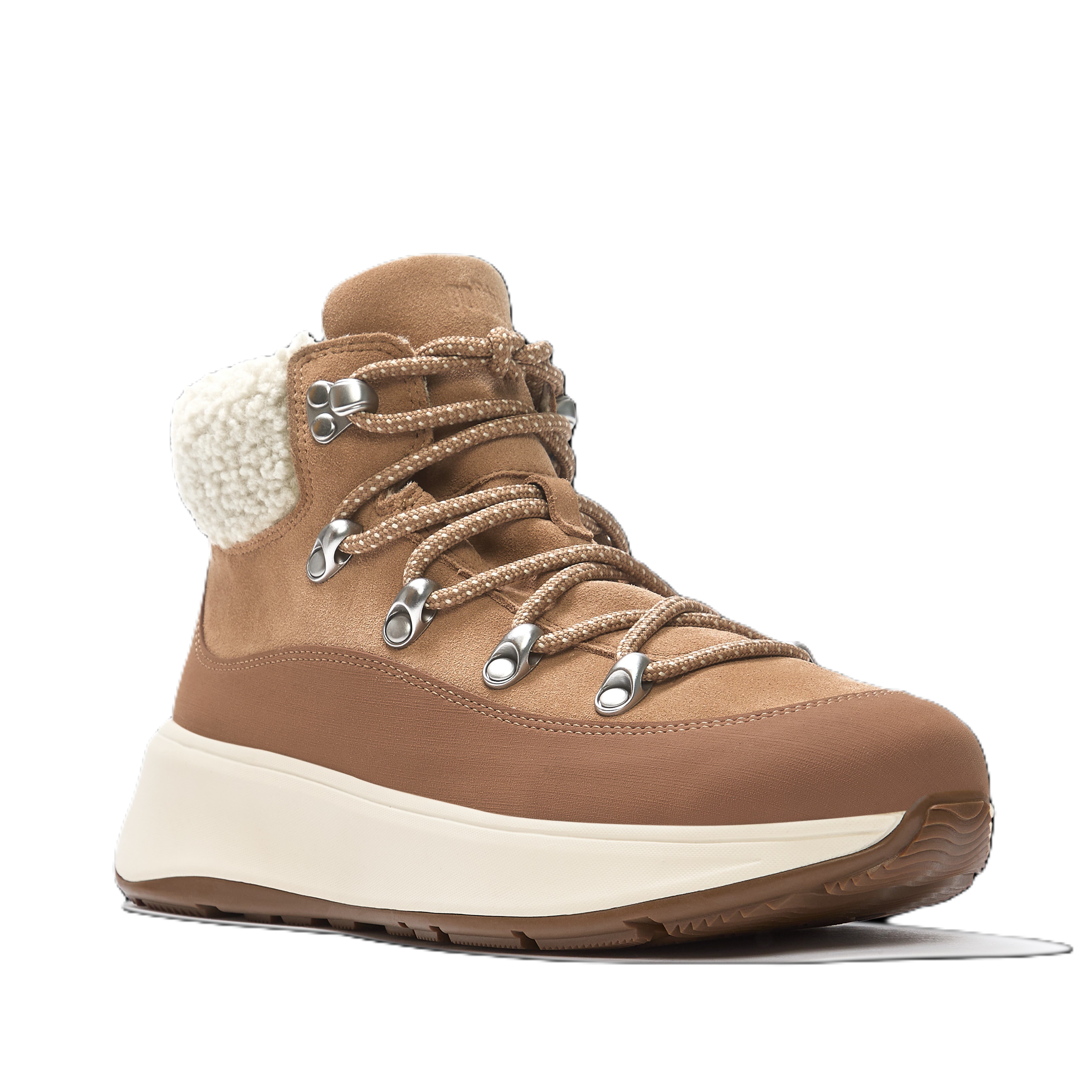 F Mode Teddy Collar Booties, Main, color, Desert Tan