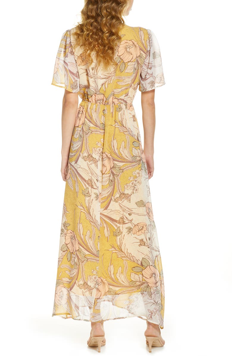 Fraiche by J Yura Floral Print Chiffon Maxi Dress, Alternate, color,