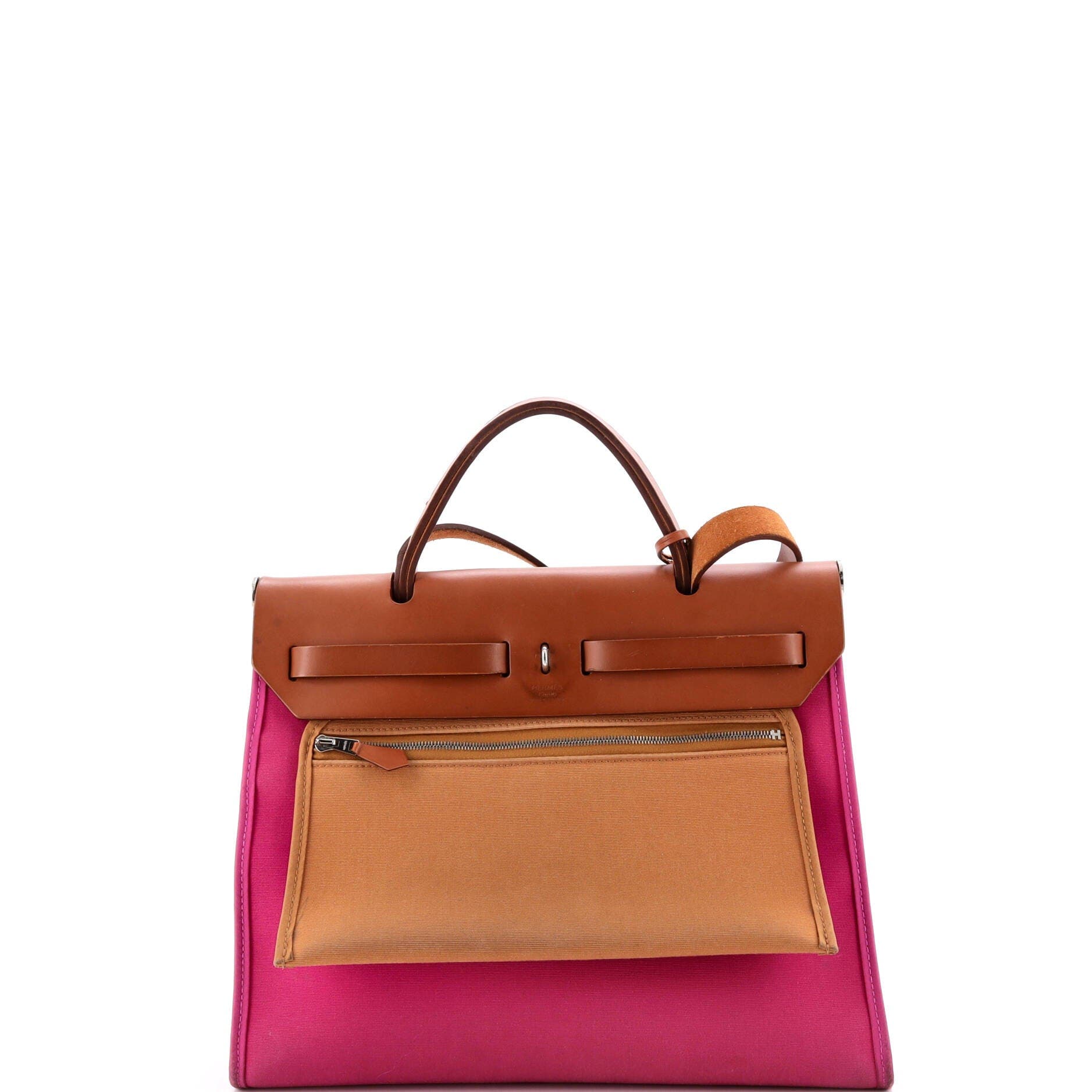 Pre-Owned Hermes Herbag Zip Leather and Toile 31, Alternate, color, Magnolia