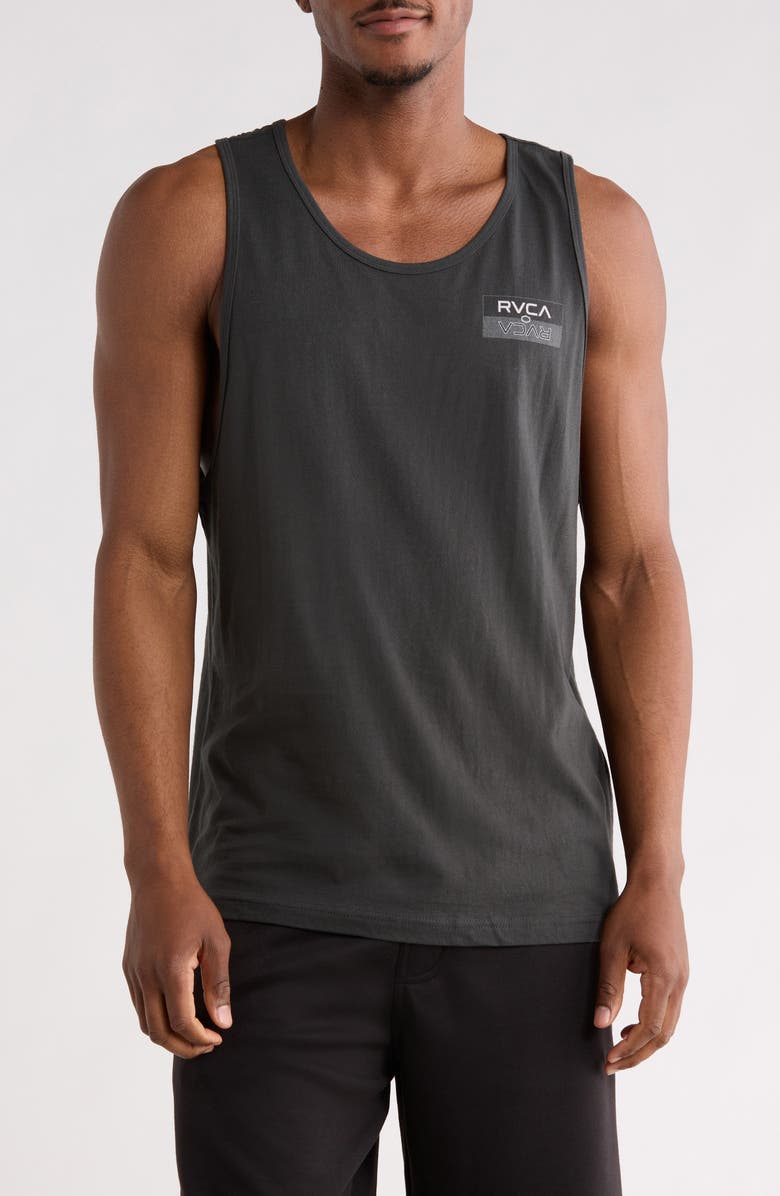 RVCA Double Box Logo Cotton Tank, Main, color, Pirate Black
