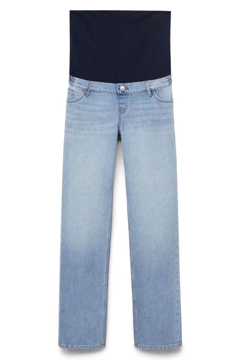 Over the Bump Ankle Straight Leg Maternity Jeans, Main, color, MEDIUM BLUE
