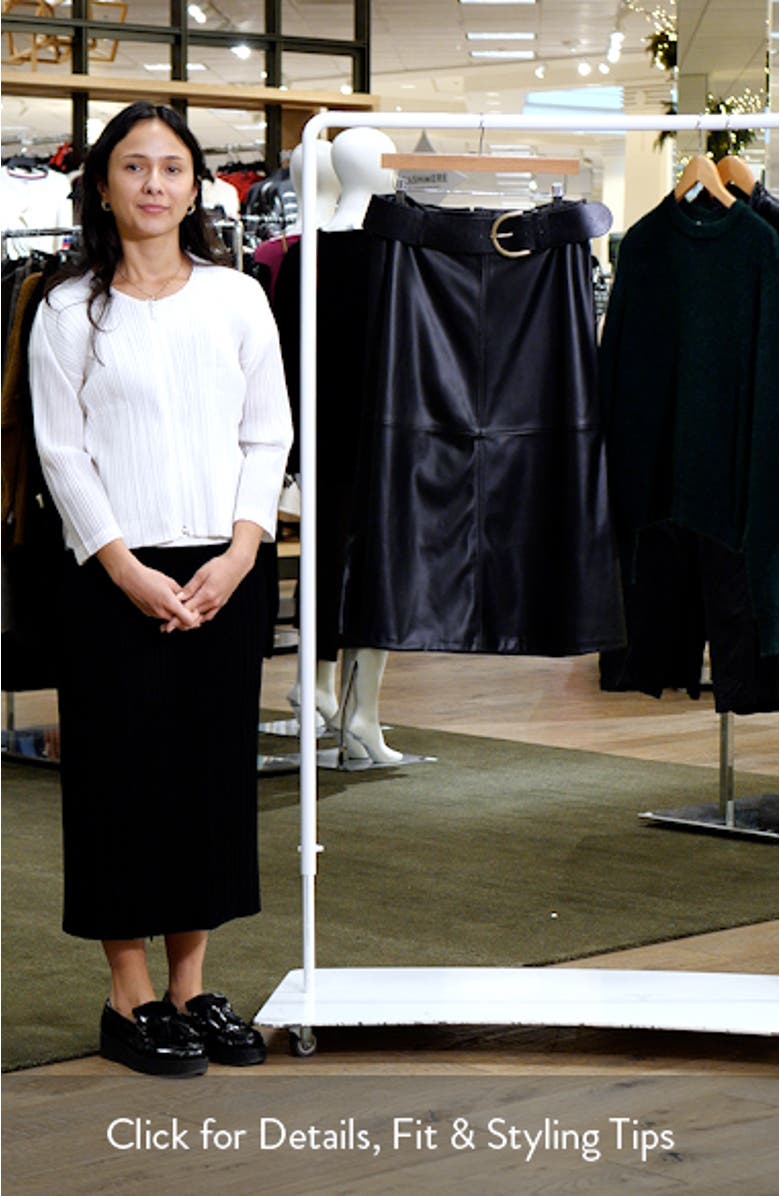 Paris Belted Faux Leather Midi Skirt, sales video thumbnail