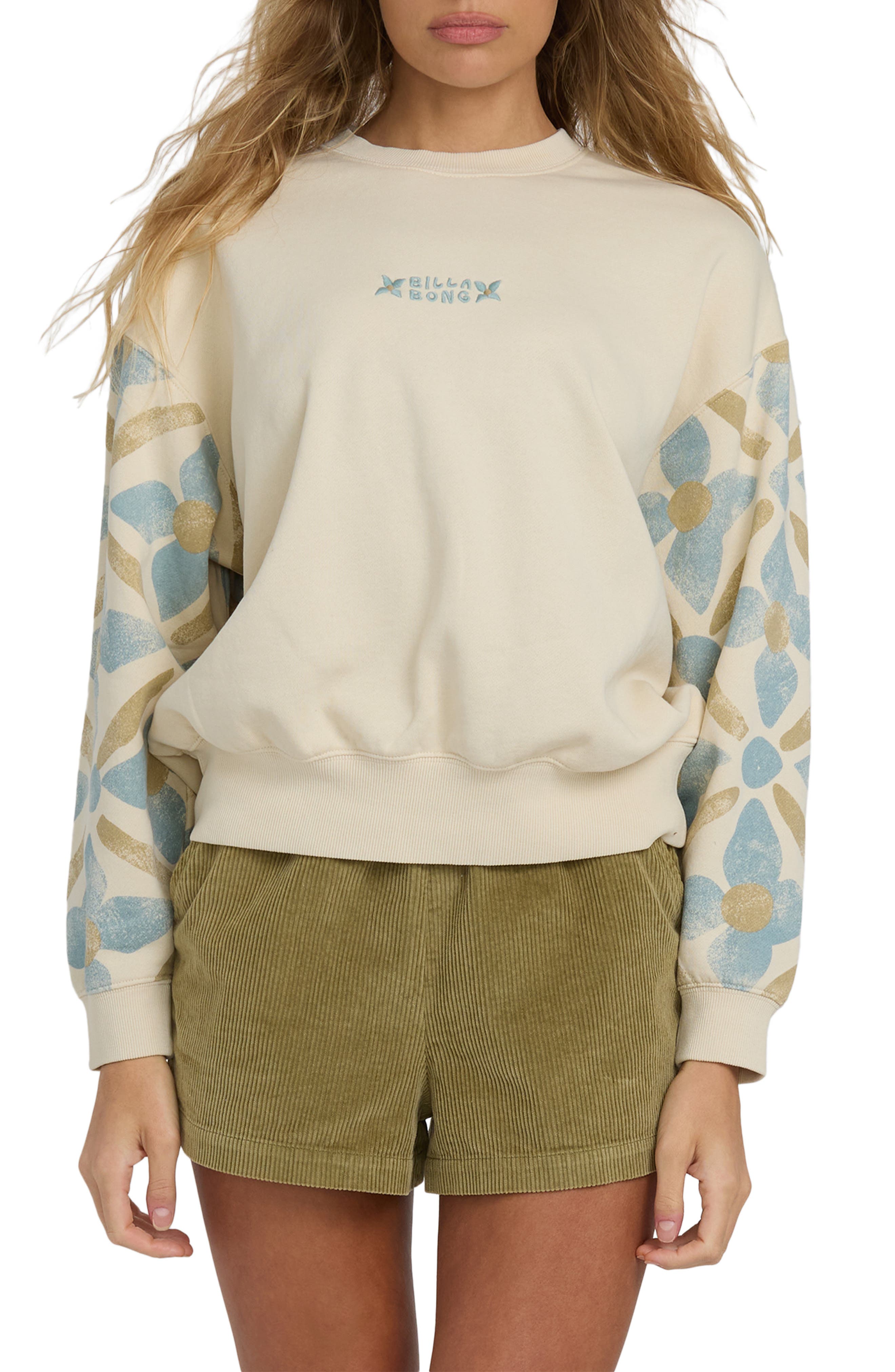 Billabong Atlas Tide Kendal Cotton Blend Fleece Crewneck Sweatshirt