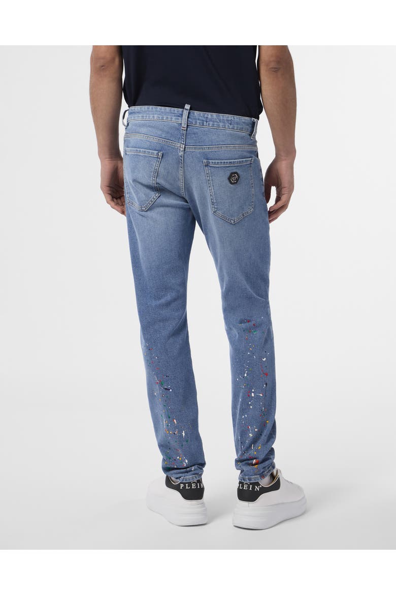 Super Straight Cut Jeans Paint Men, Alternate, color, Mykonos