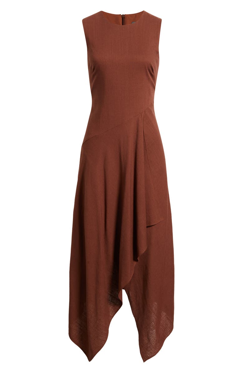 Vince Camuto Sleeveless Linen Midi Dress, Alternate, color, Brown
