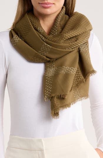 Vince Camuto Basketweave Scarf In Green