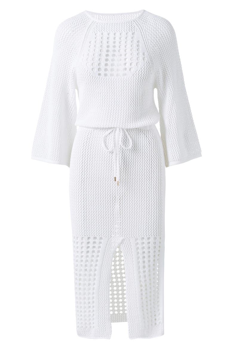 Brooke Open Knit Sheer Cover-Up Dress, Alternate, color, WHITE