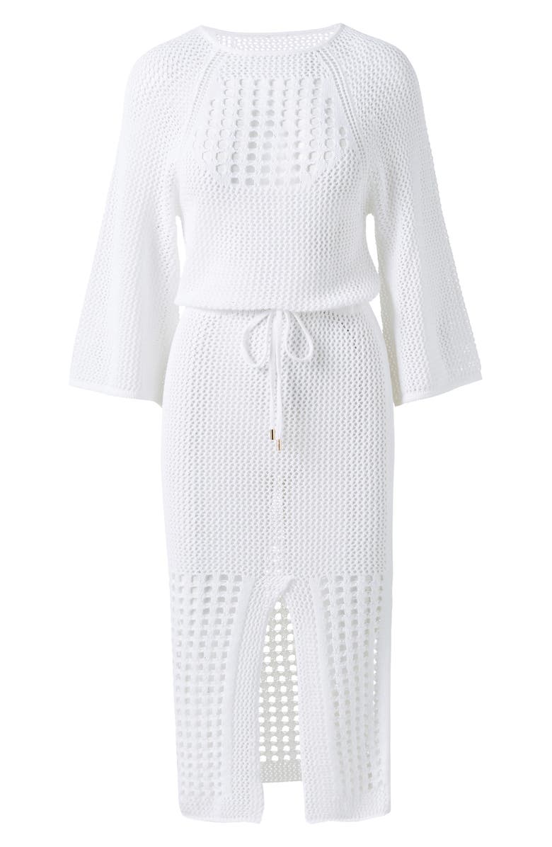 Melissa Odabash Brooke Open Knit Sheer Cover-Up Dress, Alternate, color, White