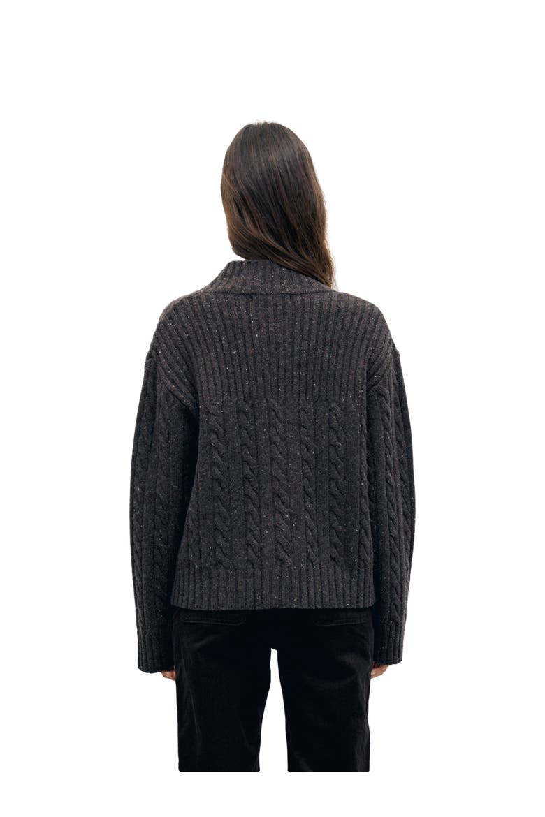 Rafa Merino Wool Cable Knit Cardigan, Alternate, color, Brown