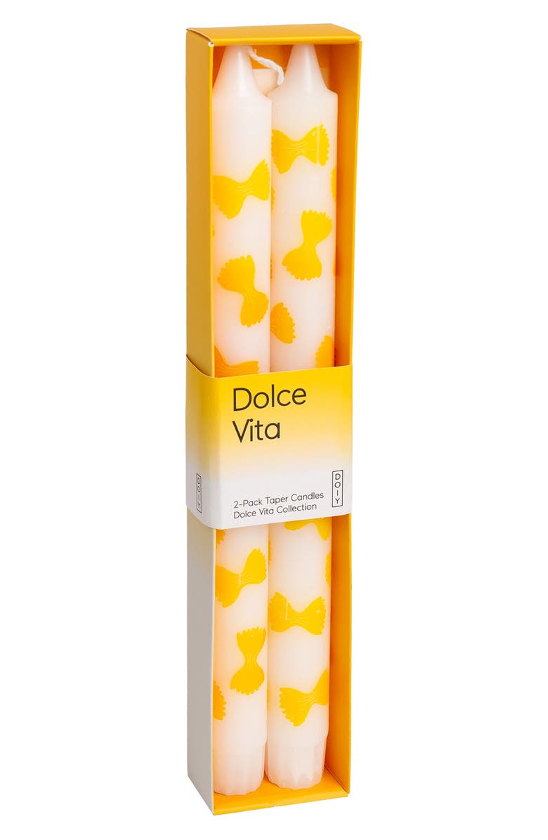 doiy The Dolce Vita Collection 2-Pack Farfalle Taper Candles, Alternate, color, Yellow