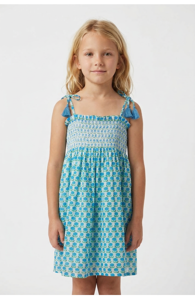 Ro's Garden Maine Girls Dress, Alternate, color, Blue Asahi