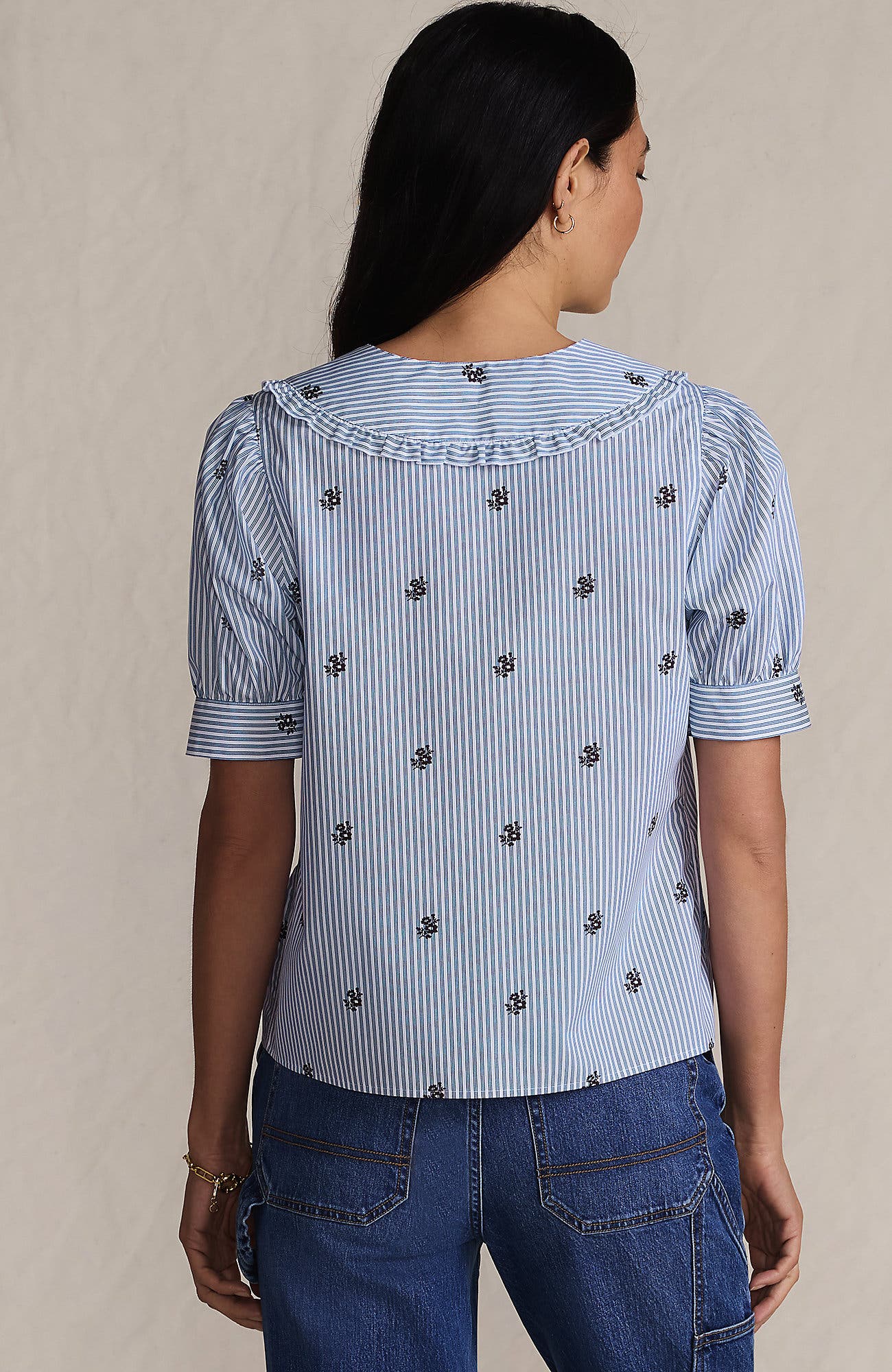 Easy Care Puff Sleeve Statement Collar Shirt - image 4
