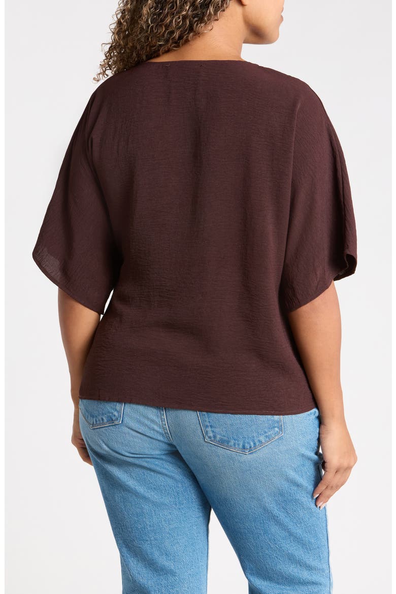 Side Tie Short Sleeve Top, Alternate, color, BROWN
