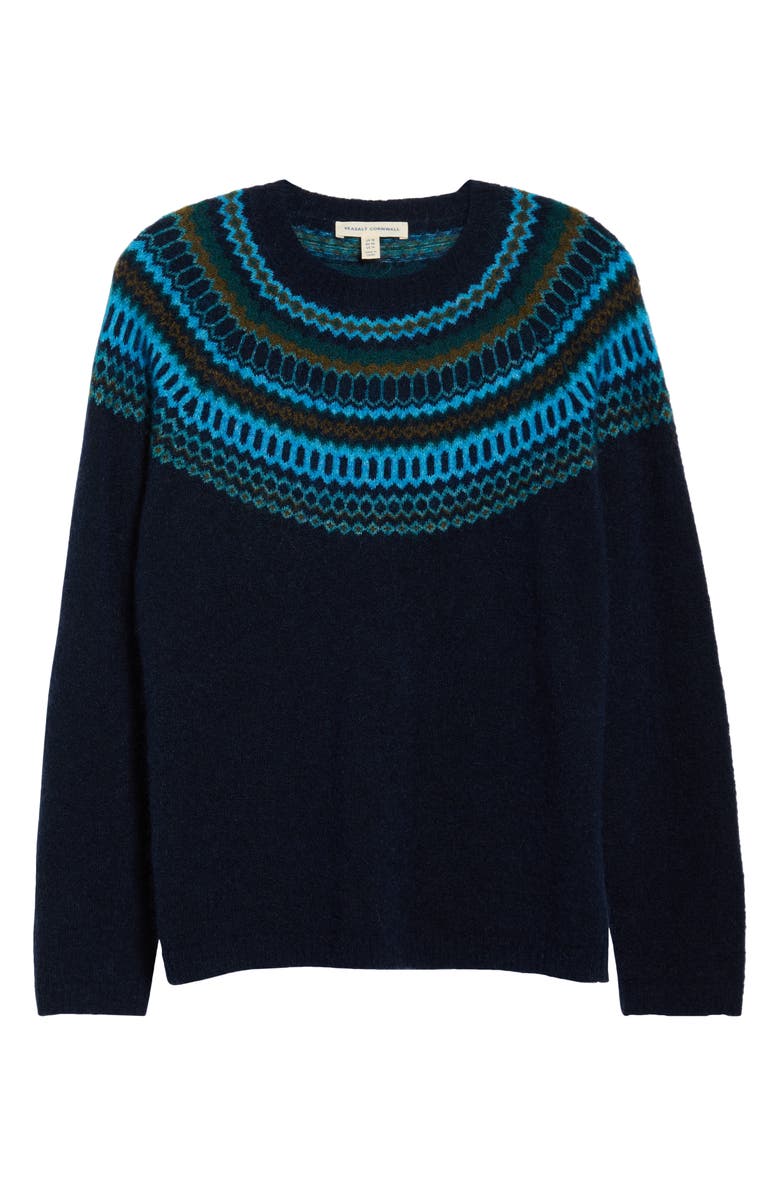 Seasalt Cornwall Annik Fair Isle Wool & Mohair Blend Sweater, Alternate, color, Modernist Cyan Multi