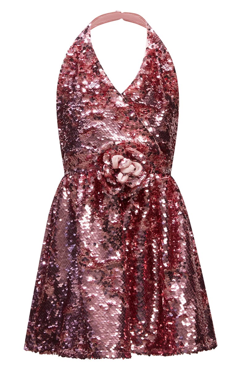 Bardot Junior Kids' Azalea Sequin Halter Party Dress, Main, color, 