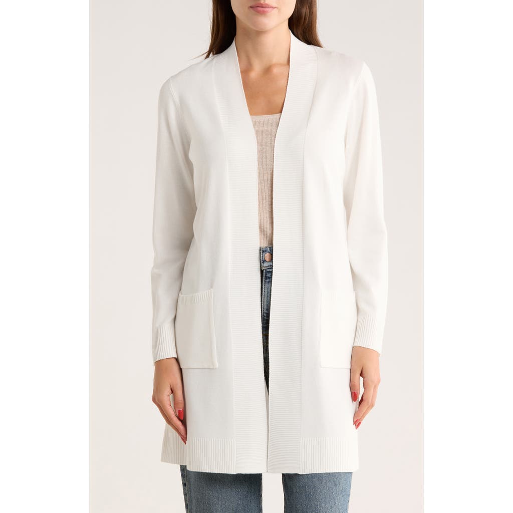 By Design Hudson Mid Thigh Lightweight Cardigan In White