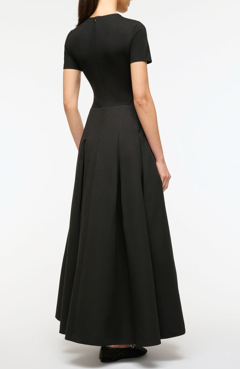 STAUD Hopper Mixed Media Gown, Alternate, color, Black