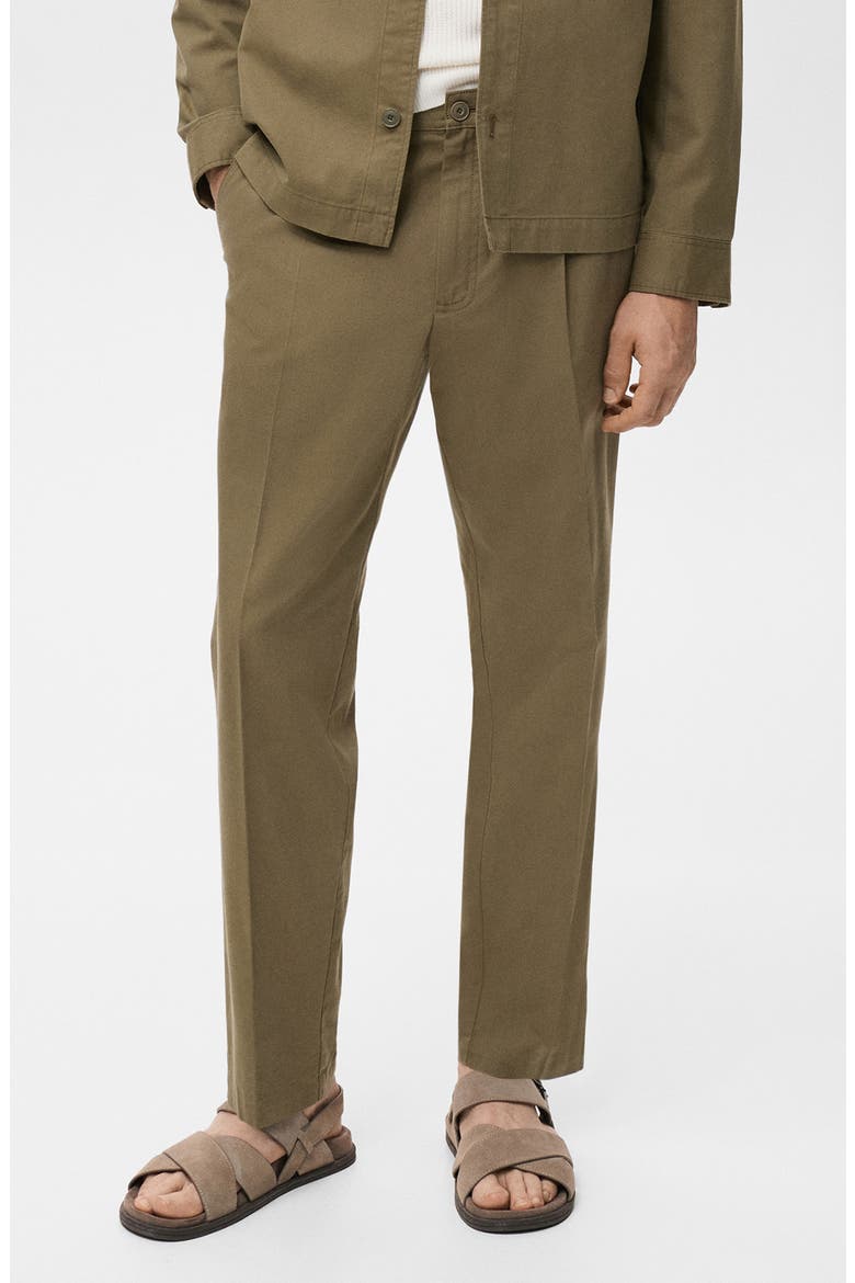 Cotton Blend Straight Leg Pants, Main, color, OLIVE GREEN