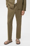 MANGO Cotton Blend Straight Leg Pants