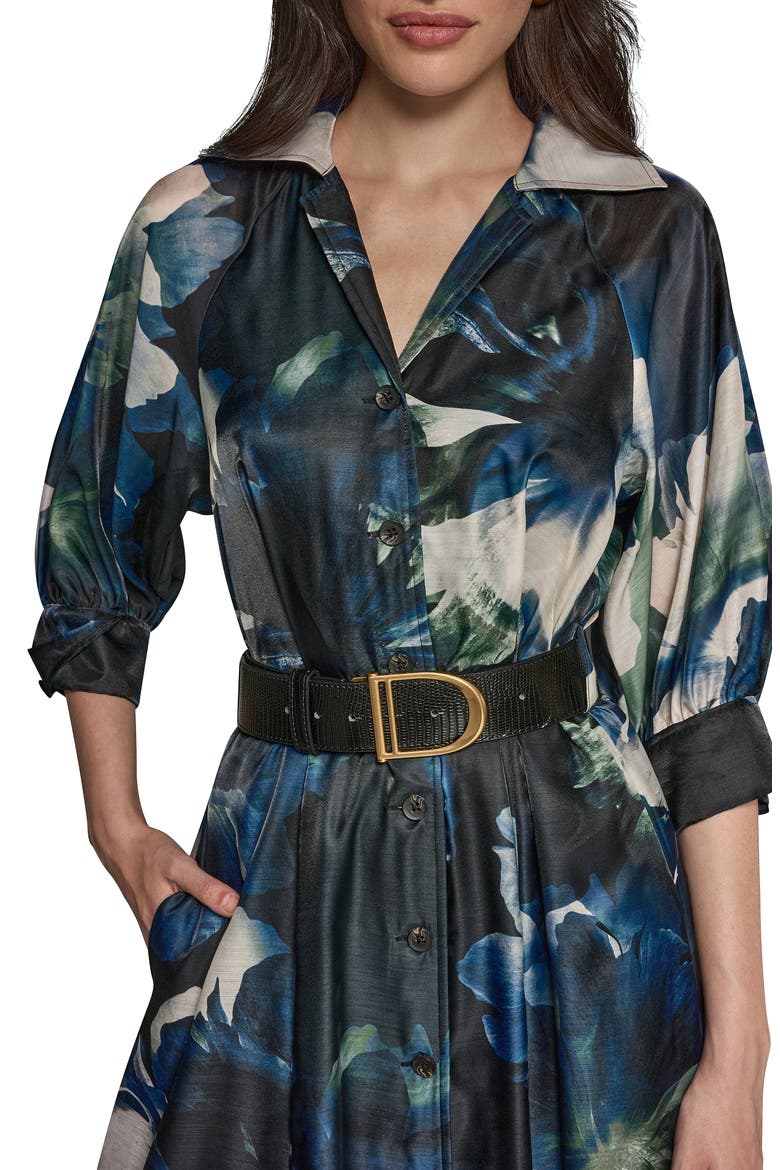 Belted Printed Shirtdress, Alternate, color, BLACK FOREST