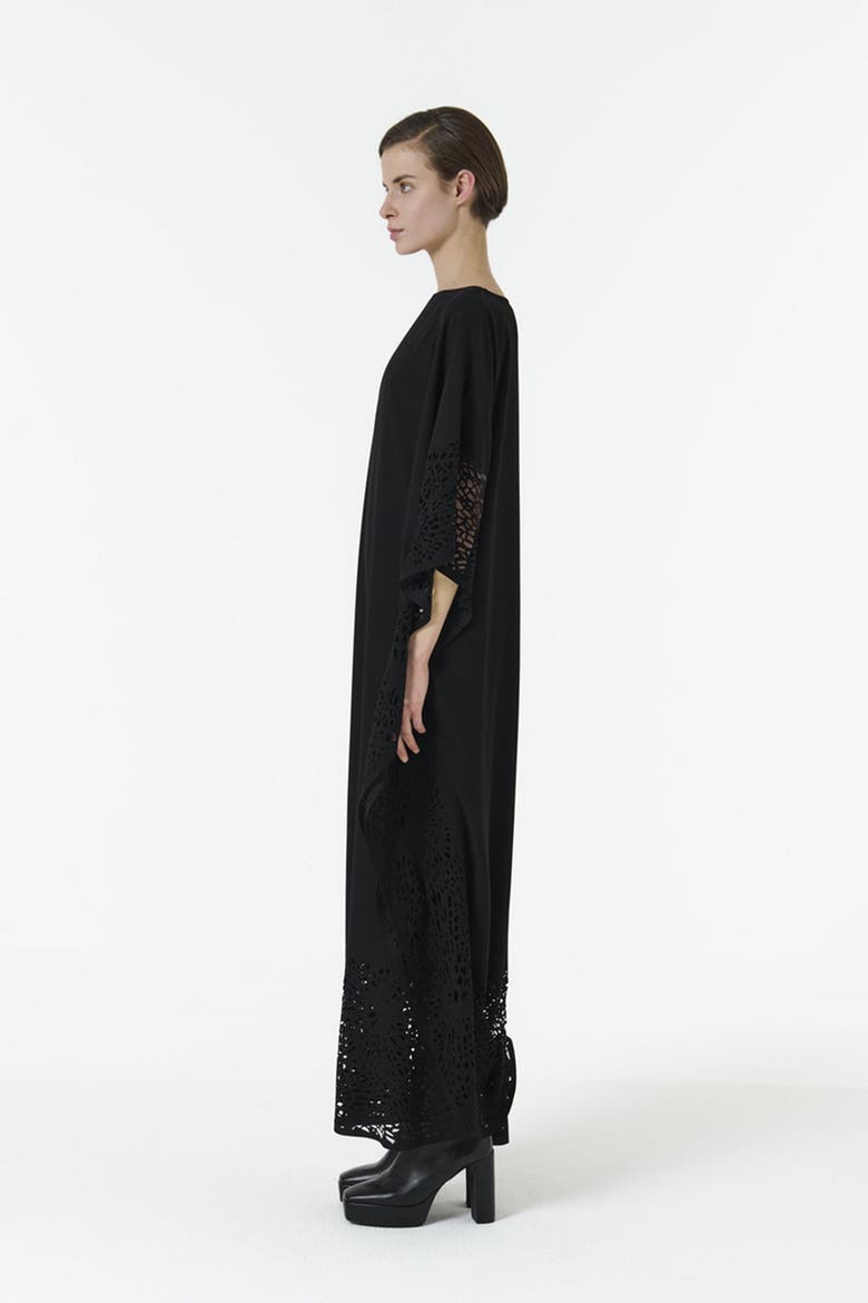 Laser-Cut Kaftan, Alternate, color, Black