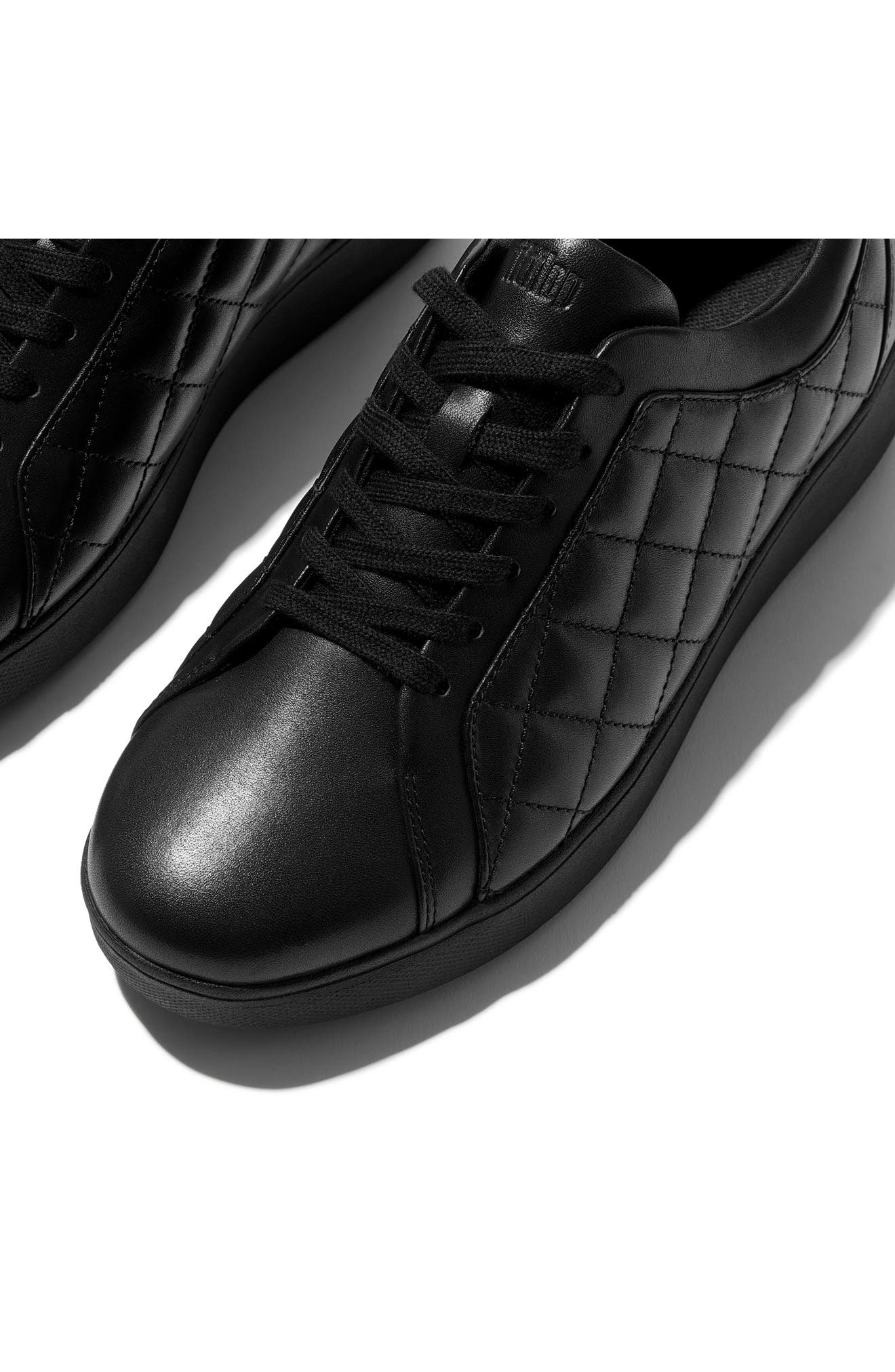 Rally Quilted Leather Sneaker, Alternate, color, ALL BLACK