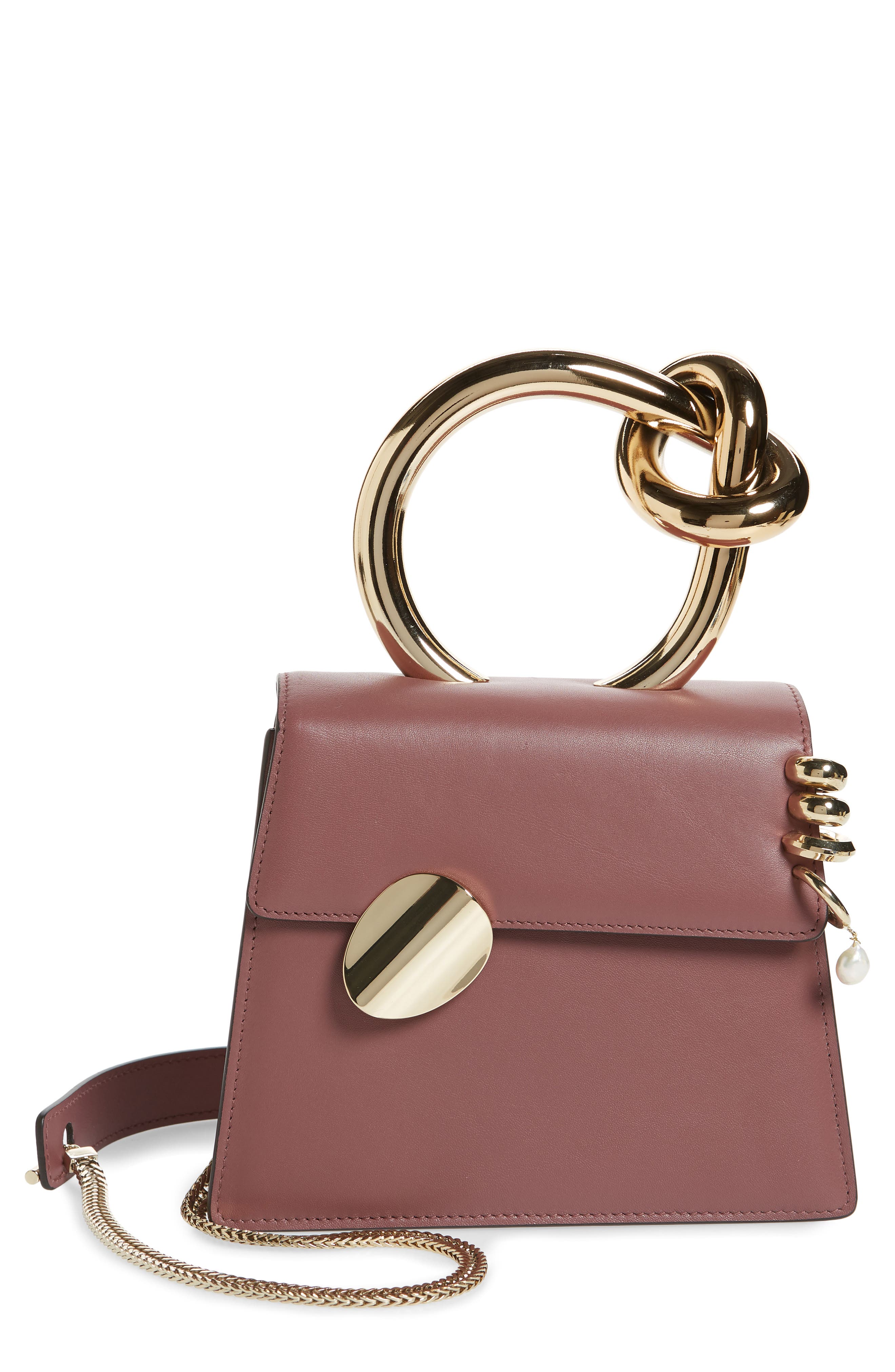 Benedetta Bruzziches Small Brigitta Pierced Calfskin Leather Top Handle Satchel, Main, color, 