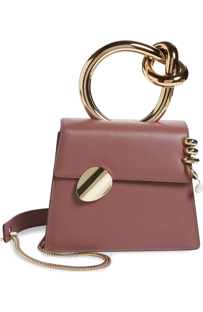 Benedetta Bruzziches Small Brigitta Pierced Calfskin Leather Top Handle Satchel, Main, color,