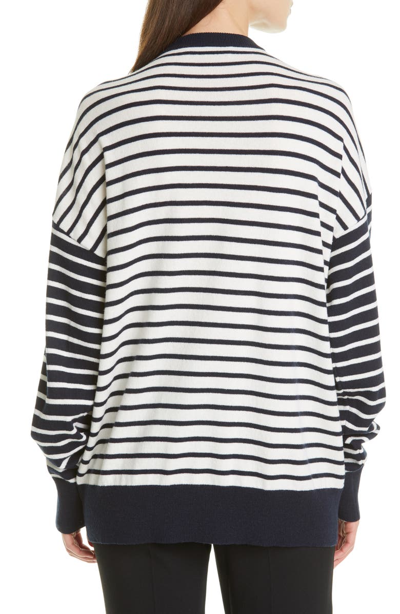 Michael Kors Collection Sleeve Detail Stripe Cashmere Sweater, Alternate, color, 