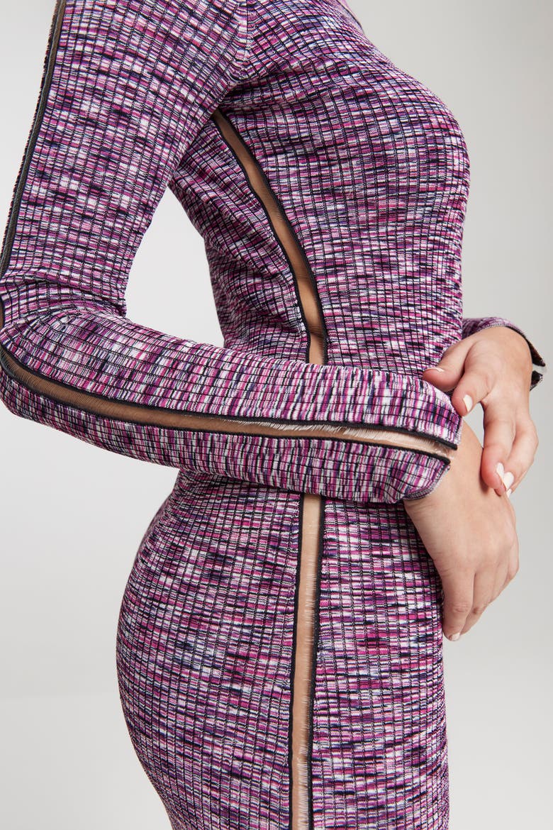 The Space Dye Ribbed Sweater Midi Dress, Alternate, color, WILD BERRY