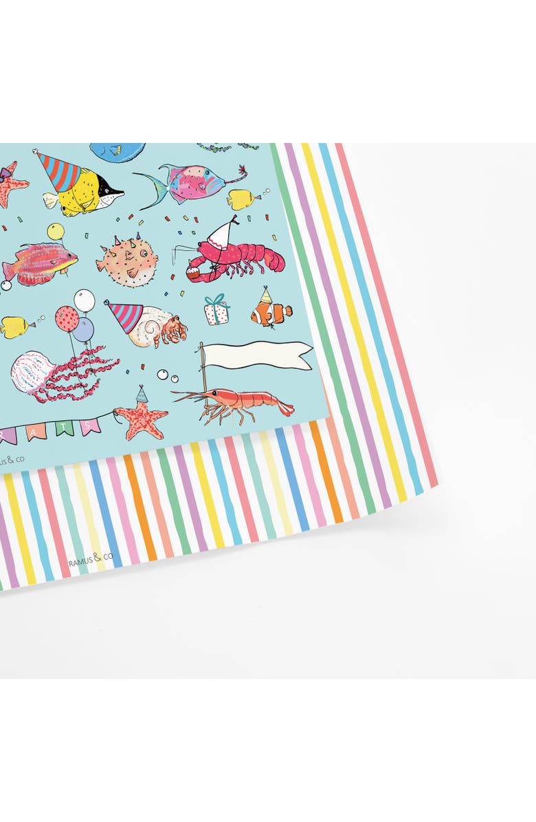 Ramus & Co Eight Sheets Two-Sided "Reef Party" Heavyweight Gift Wrap, Alternate, color, Multicolored