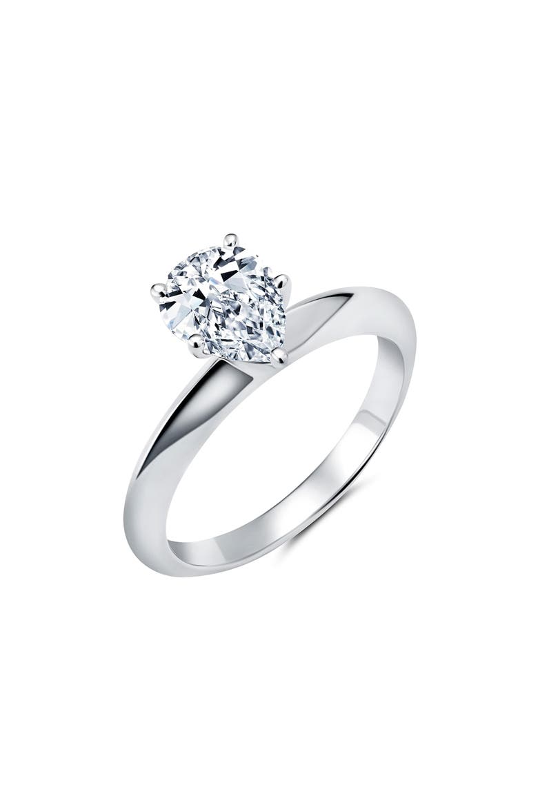 Pear Cut Cubic Zirconia Ring, Main, color, PLATINUM