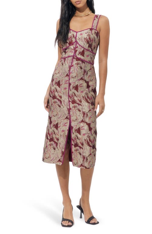 Adelyn Rae Ella Jacquard Midi Dress in Burgundy/Gold  product