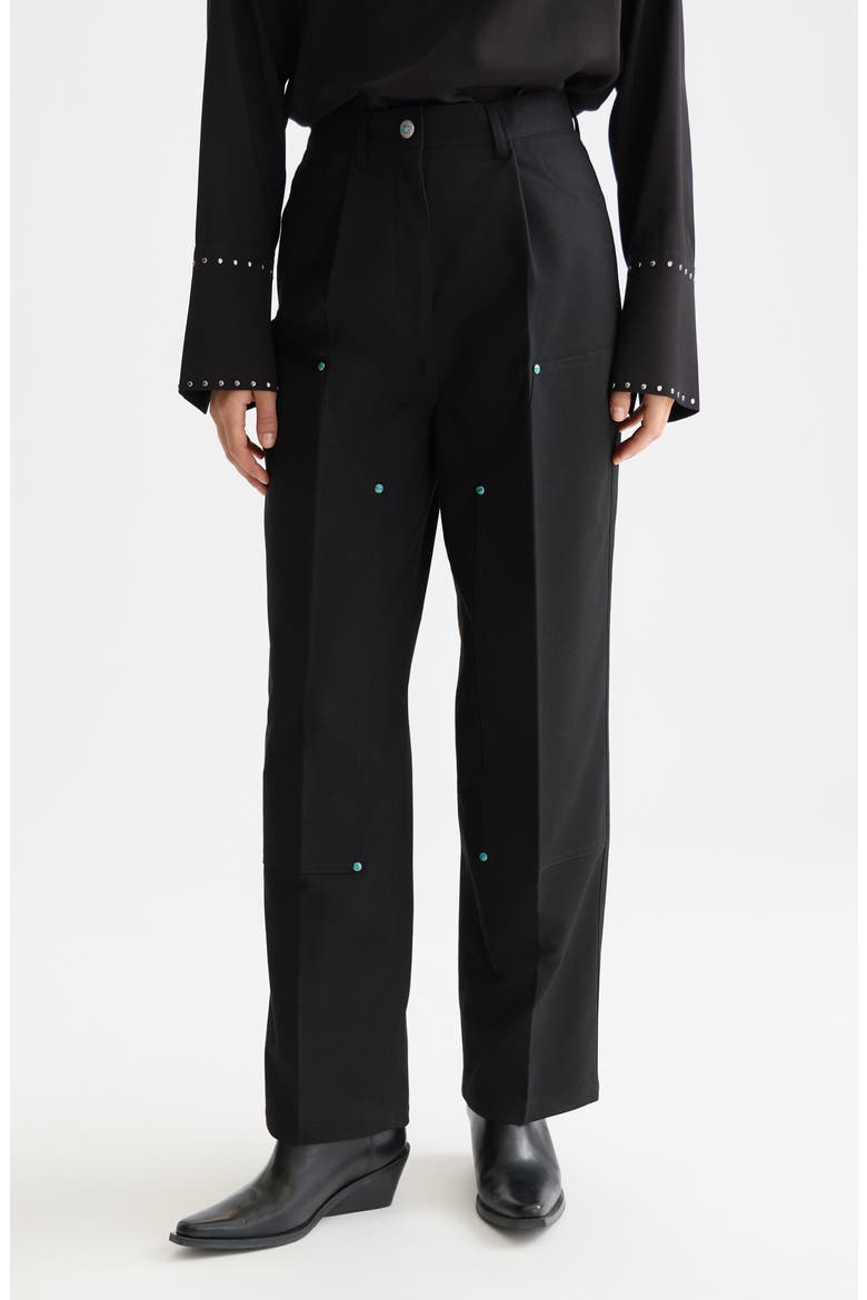 Raine Studded High Waist Wide Leg Pants, Main, color, METEORITE