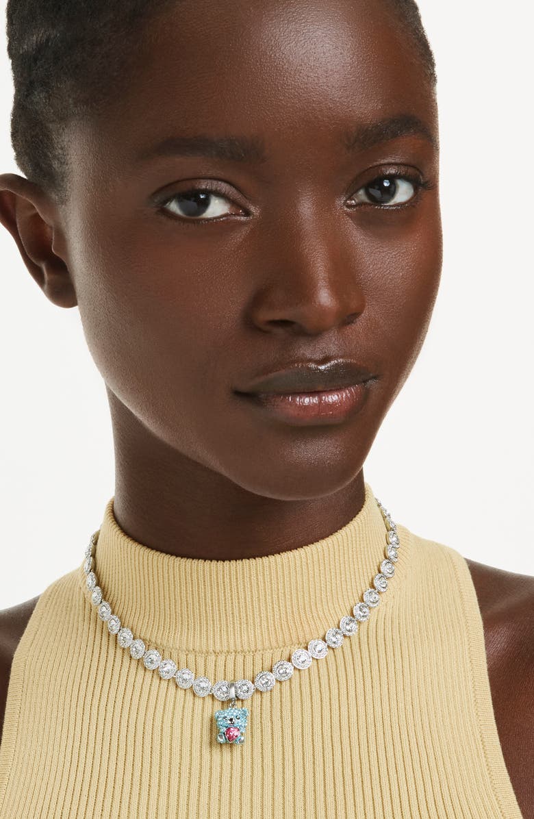 Swarovski Idyllia Crystal Teddy Bear Charm, Alternate, color, Blue