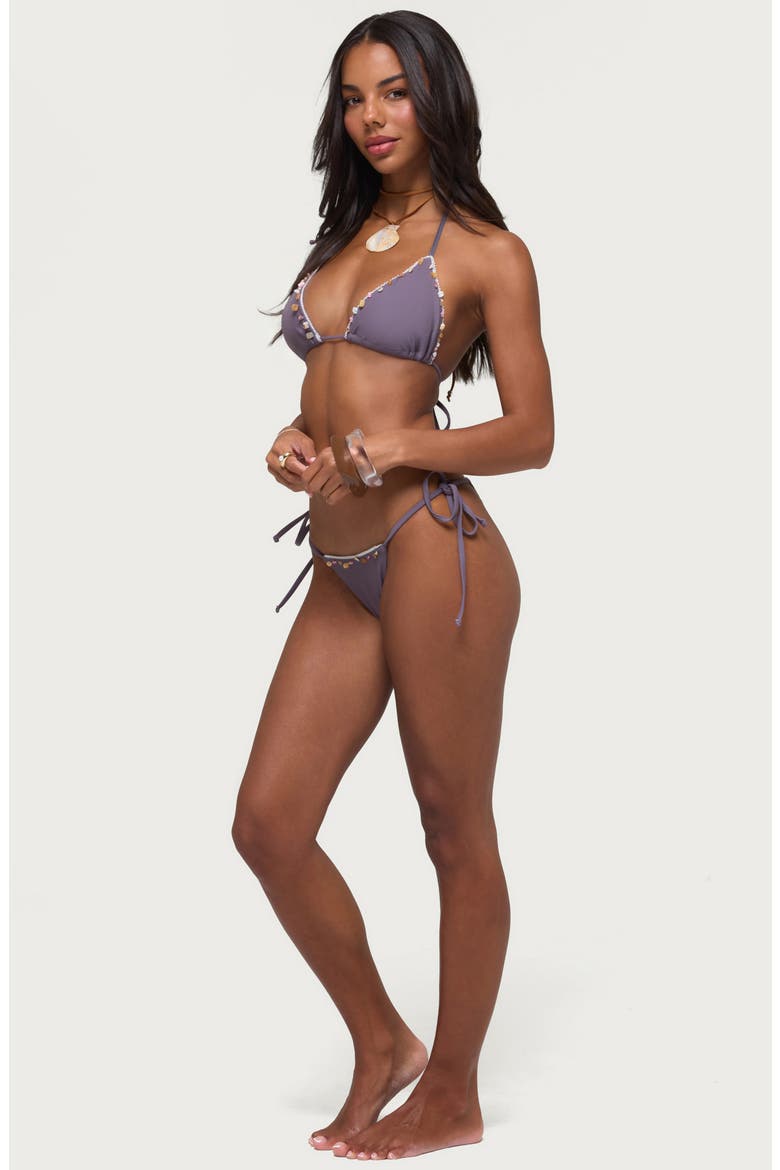 Helen Stone Side Tie Bikini Bottoms, Alternate, color, PURPLE