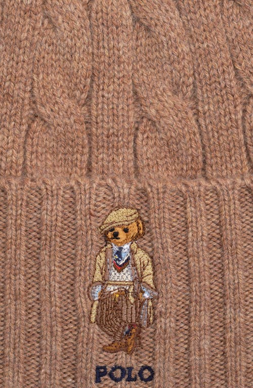 Polo Ralph Lauren Charles Bear Cable Beanie In Brown