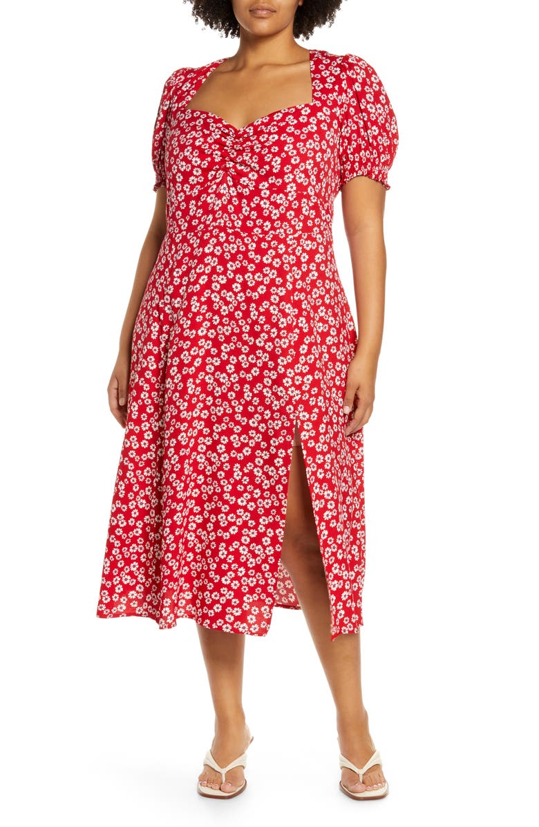 Reformation Lacey Floral Puff Sleeve Dress, Main, color, 