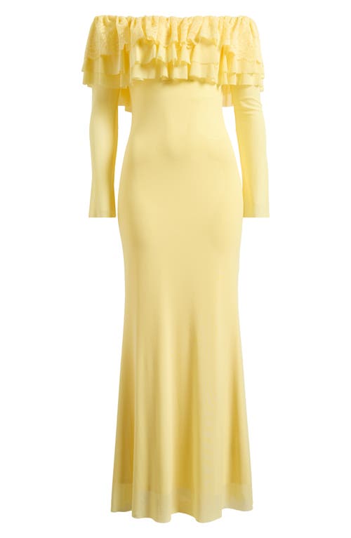 AFRM AFRM BETTY OFF THE SHOULDER LONG SLEEVE MESH MAXI DRESS 