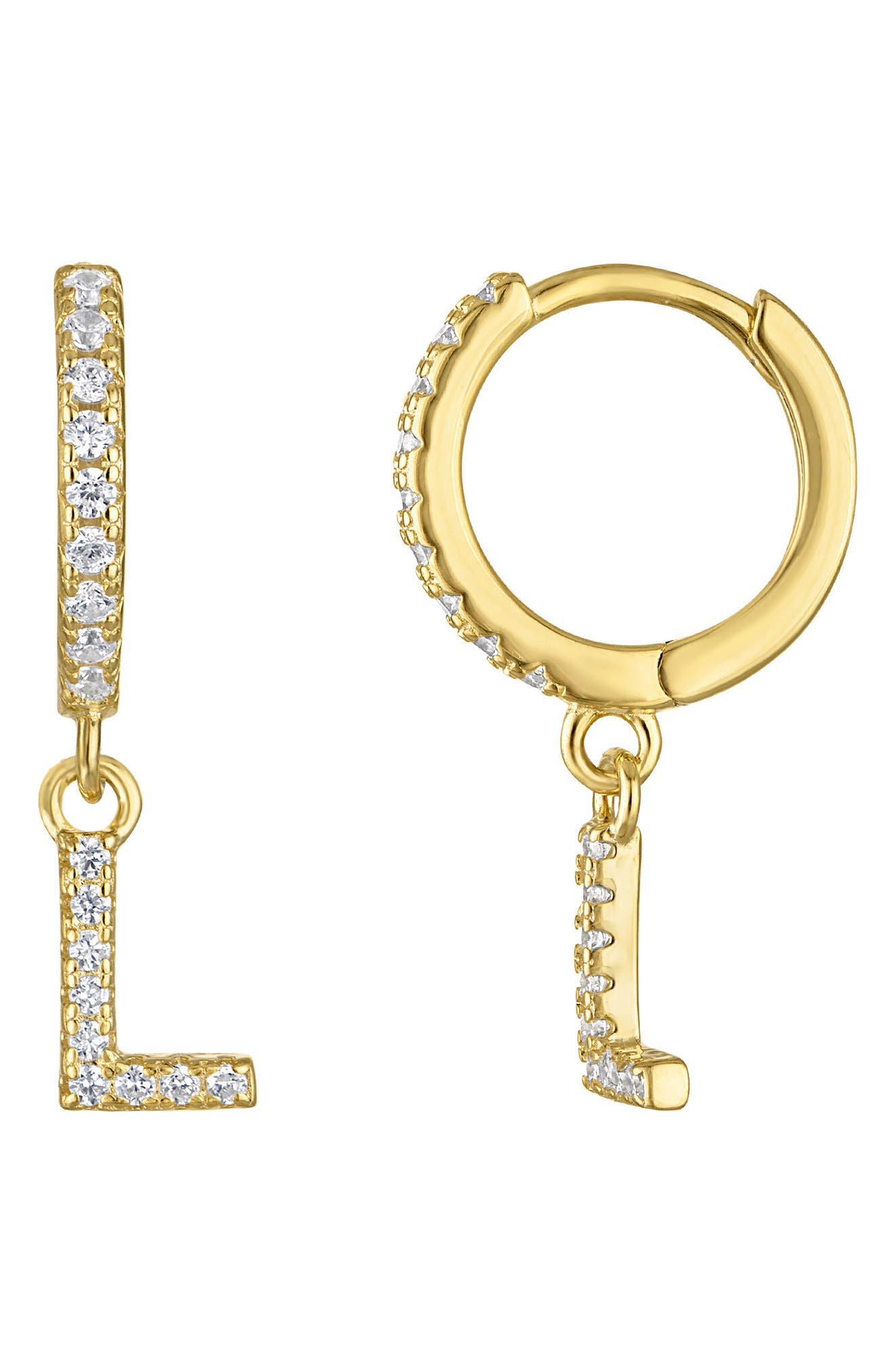 FZN Initial Charm Huggie Hoop Earrings