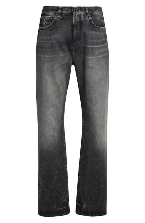 Loose Fit Stonewash Denim Jeans (Medium Grey)