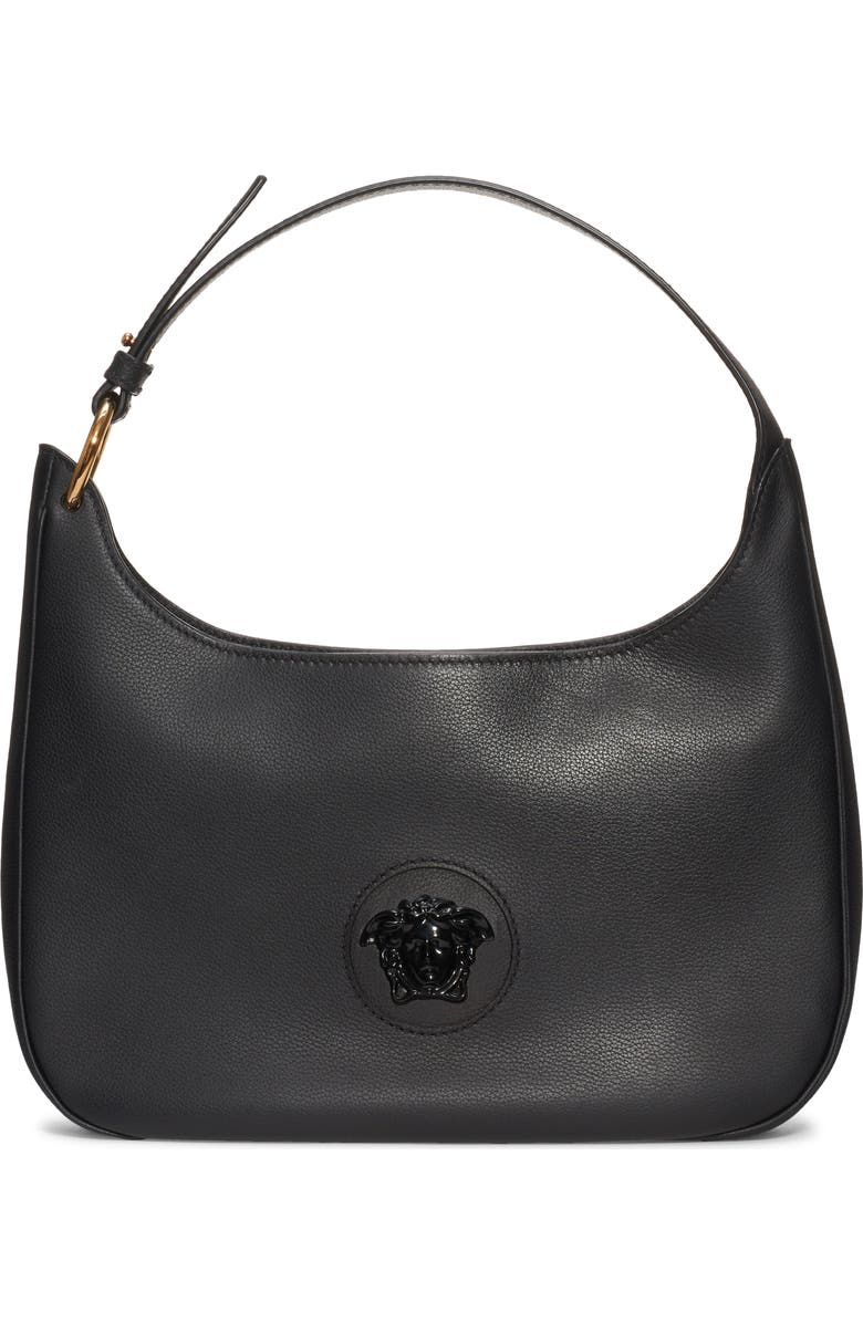 Versace Medium La Medusa Leather Hobo, Main, color,
