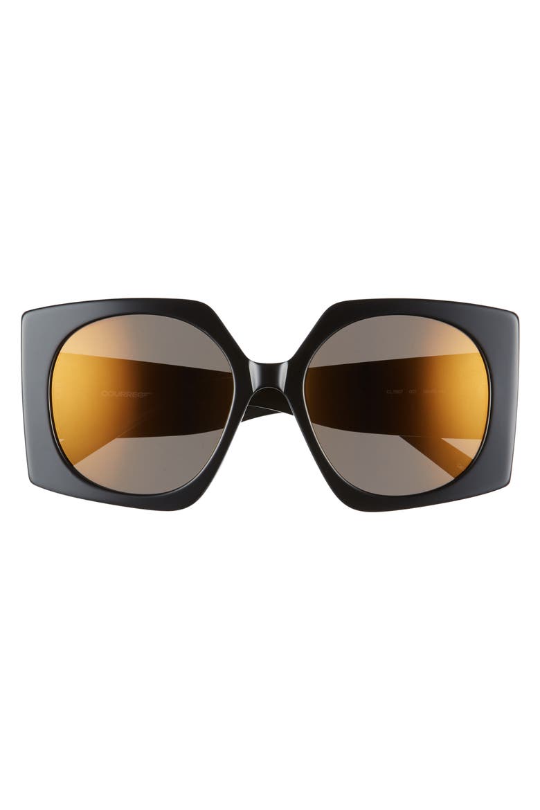 COURREGES 56mm Square Sunglasses, Alternate, color, BLACK/ LIGHT BLUE