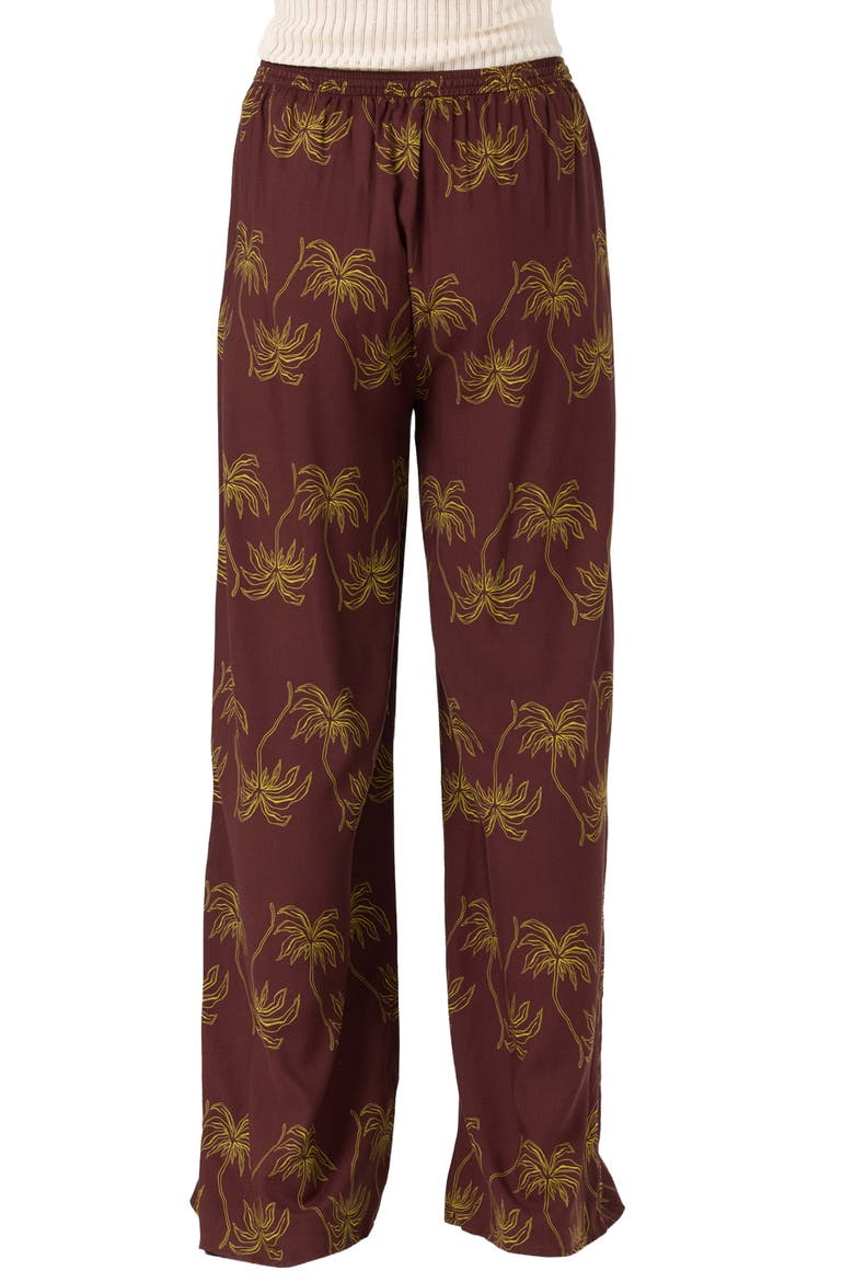 Rosalie Palm Stripe Pants, Alternate, color, CHOCOLATE