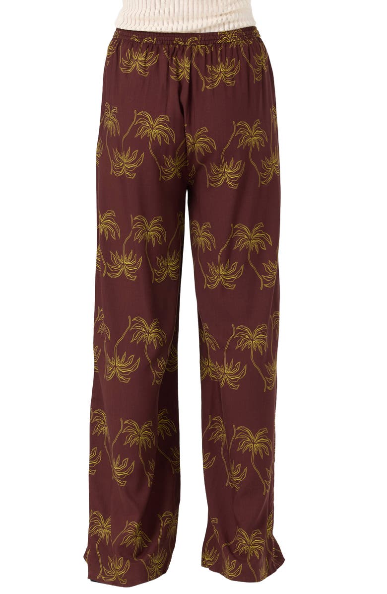 O'Neill Rosalie Palm Stripe Pants, Alternate, color, Chocolate