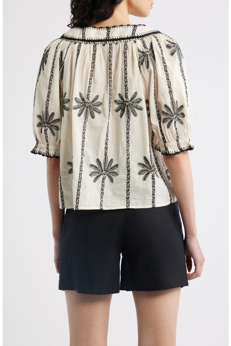 Belina Embroidered Elbow Sleeve Top, Alternate, color, EMBROIDERED PALMS