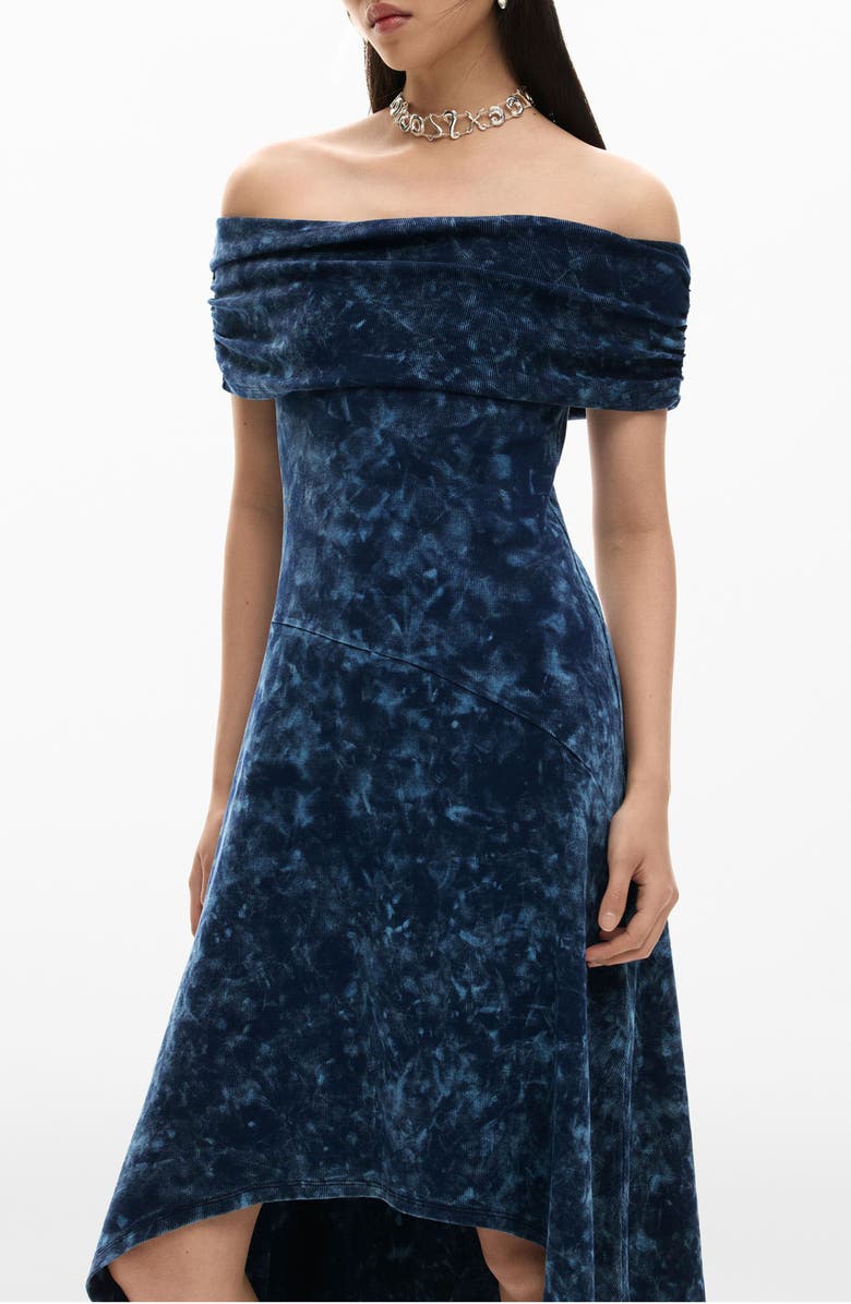Desigual Off the Shoulder High-Low Dress, Alternate, color, Blue