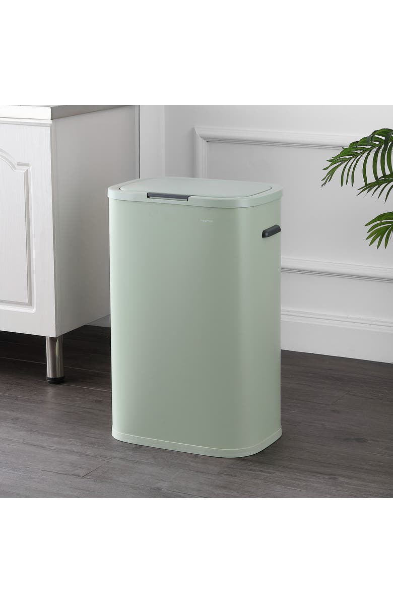 HAPPIMESS Tammi Kitchen 14.5-Gallon Slim Metal Push Button Trash Can, Alternate, color, Pistachio Gelato